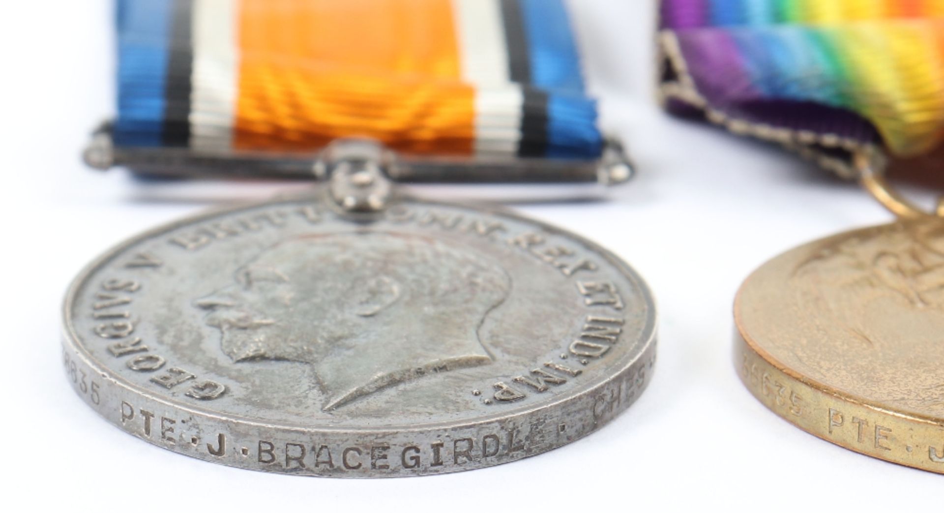 Great War 10th Battalion Cheshire Regiment 1918 Prisoner of War Medal Pair - Image 2 of 5