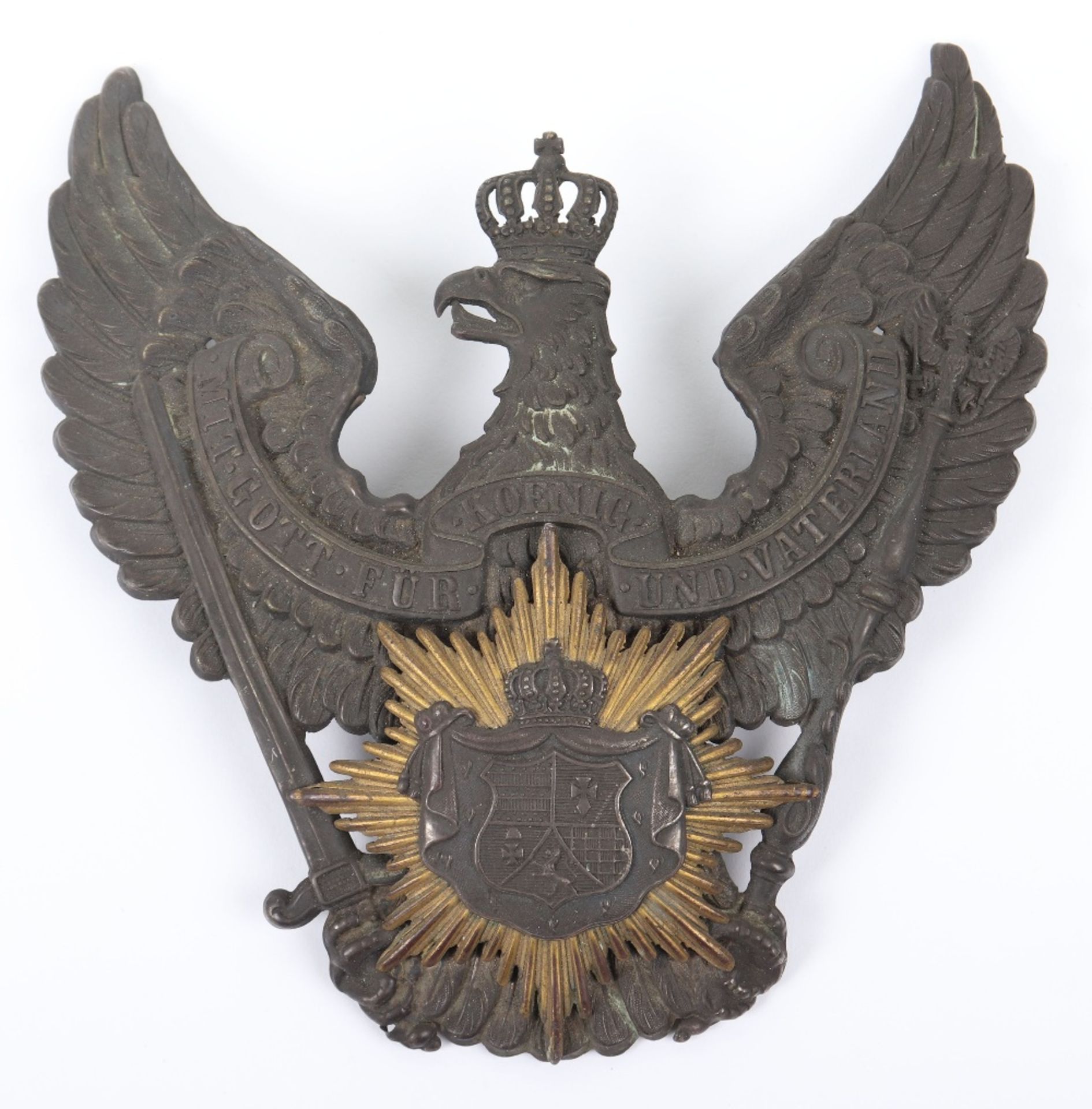 Rare Oldenburg Dragoon Regiment Nr 19 Officers Pickelhaube Plate