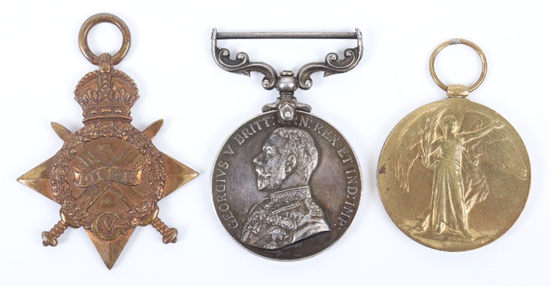 Great War George V Military Medal (M.M) Group of Three Devonshire Regiment, Killed in Action 1st Day