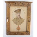 British WW1 Memorial picture Frame & Hand-coloured Photo of Pte. J. Lawson of Whitby, 1st Grenadier
