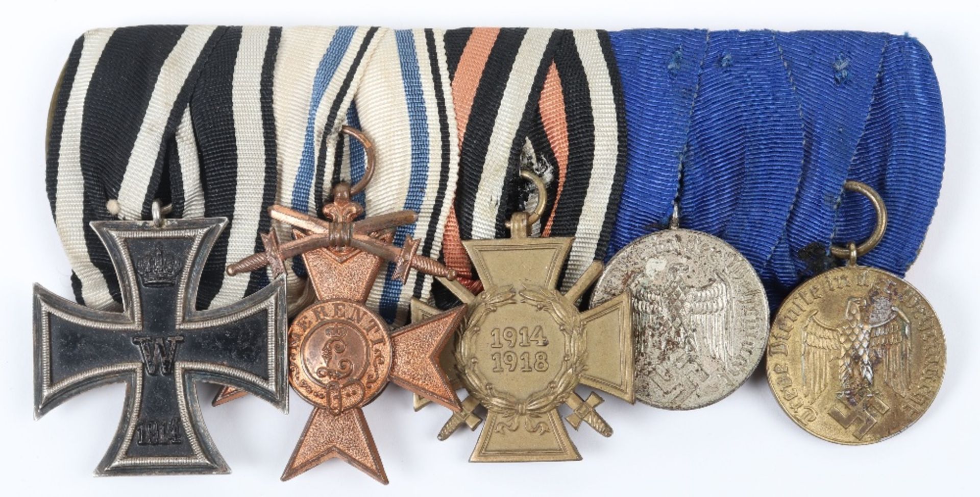 Imperial German and Third Reich Bavarian Court Mounted Medal Group of Five