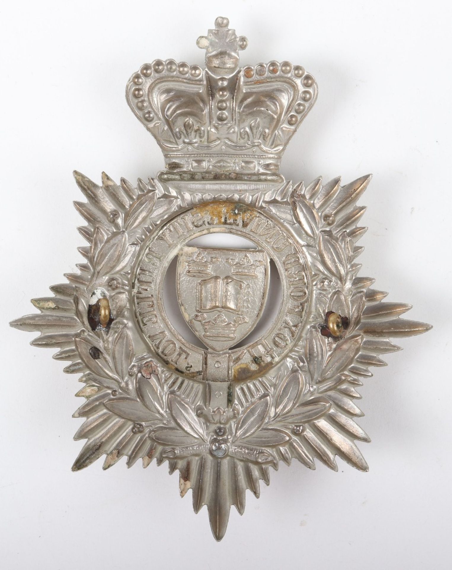 Victorian Oxfordshire University Rifle Volunteers Other Ranks Helmet Plate - Image 2 of 2