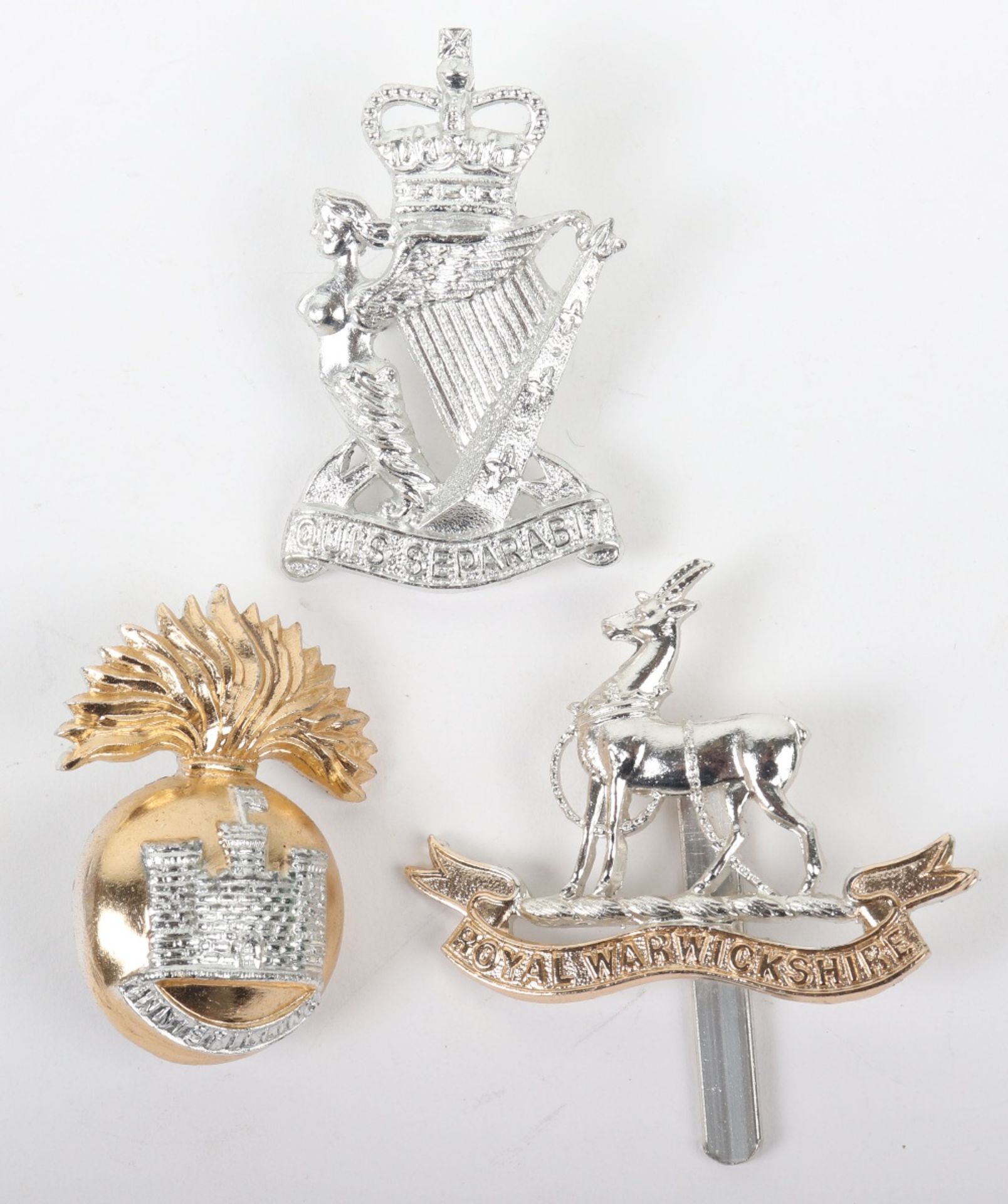 3x Anodised Aluminium British Infantry Regiments Cap Badges