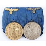 WW2 German Armed Forces Long Service Court Mounted Medal Pair