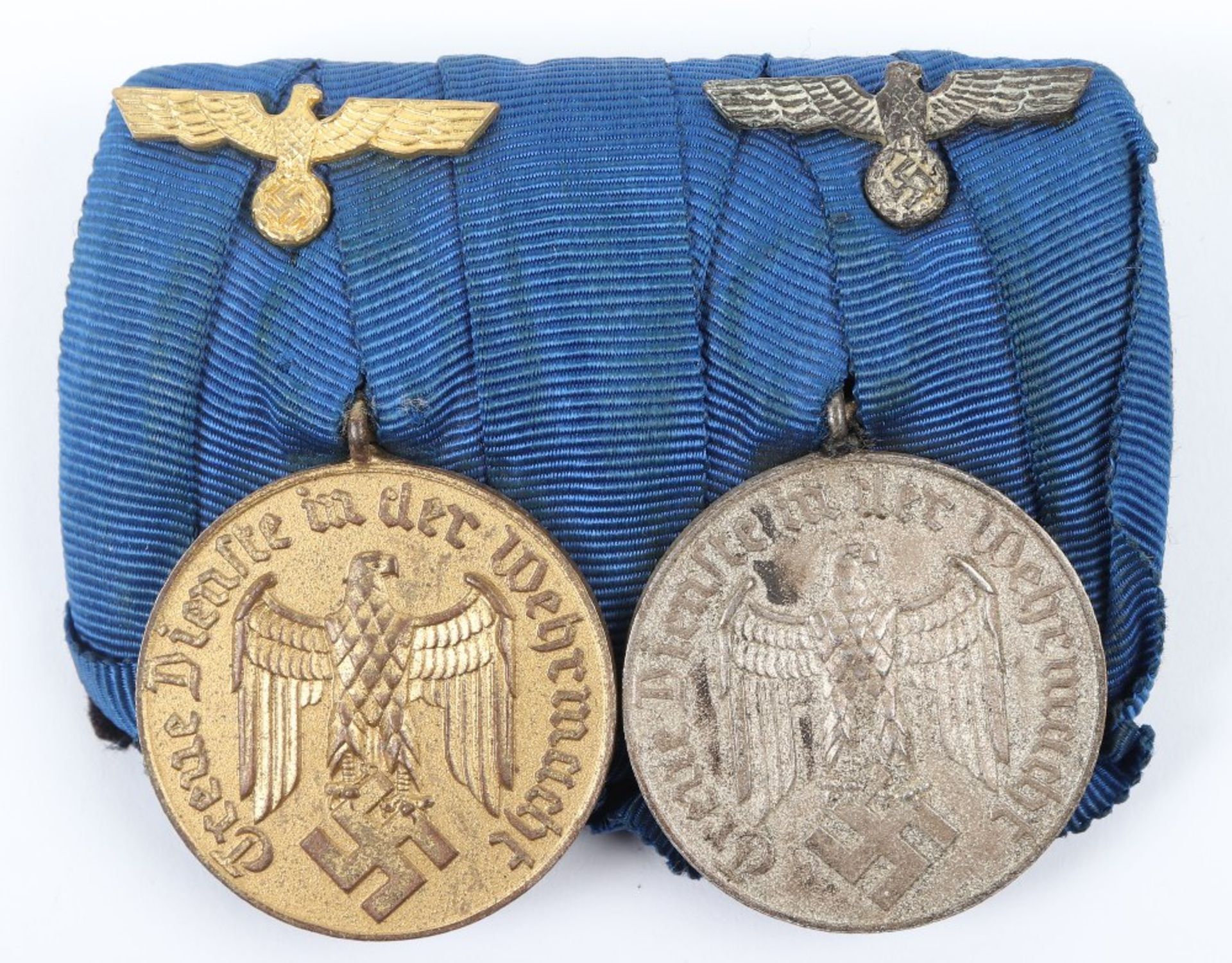 WW2 German Armed Forces Long Service Court Mounted Medal Pair