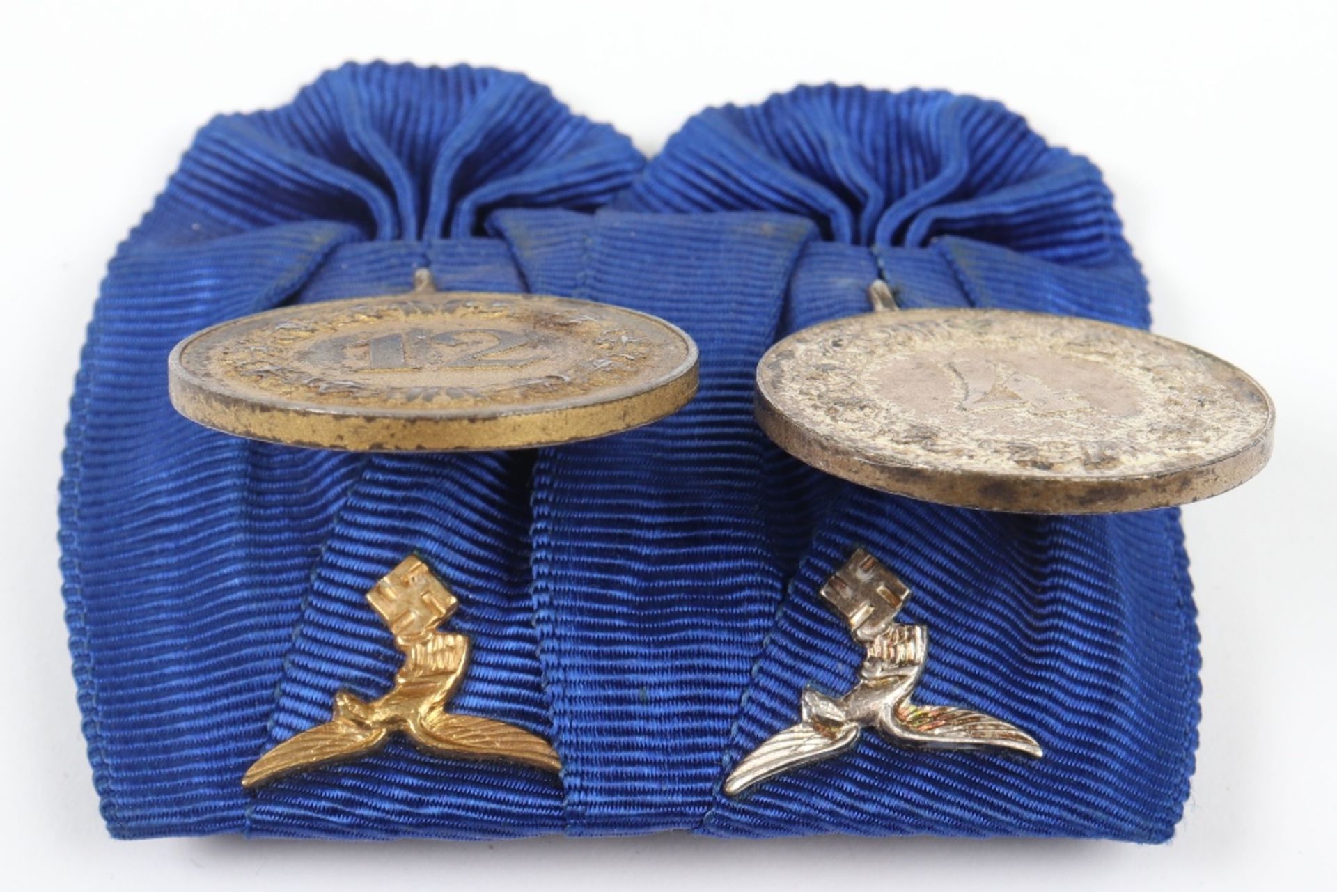 WW2 German Luftwaffe Long Service Court Mounted Medal Pair - Image 7 of 7