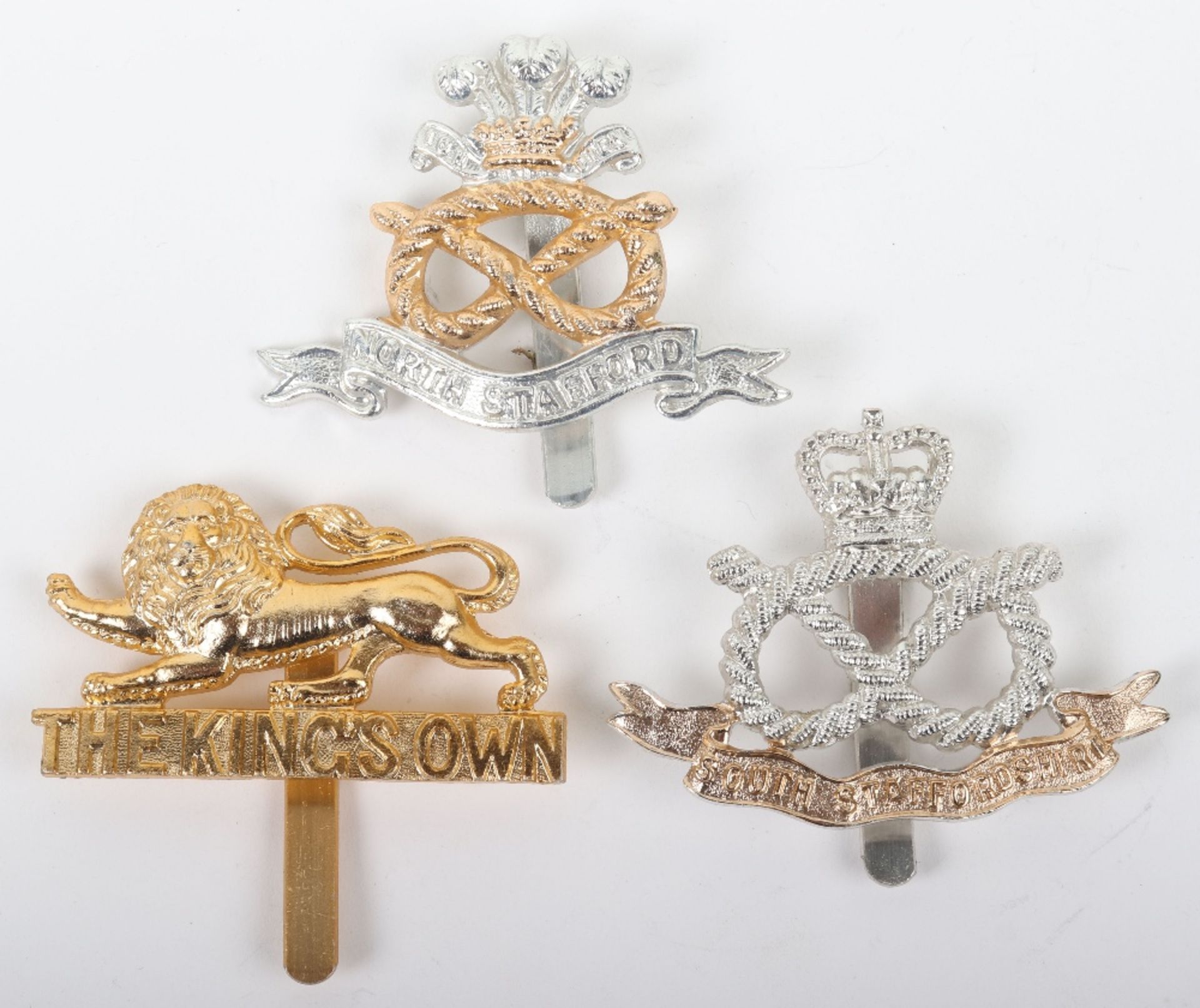 3x Anodised Aluminium British Infantry Regiments Cap Badges