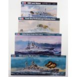 Four Hobby Boss 1:350 scale Battleship model kits