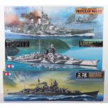 Three Tamiya 1:350 scale warship model kits