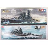 Two Tamiya 1:350 scale Japanese warship model kits