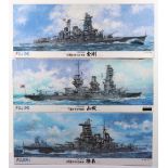 Three Fujimi 1:350 Scale Imperial Japanese Navy Battleships model kits