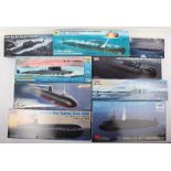 Nine 1:350 scale Submarine model kits