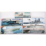 Five 1:500 scale Battleship model kits