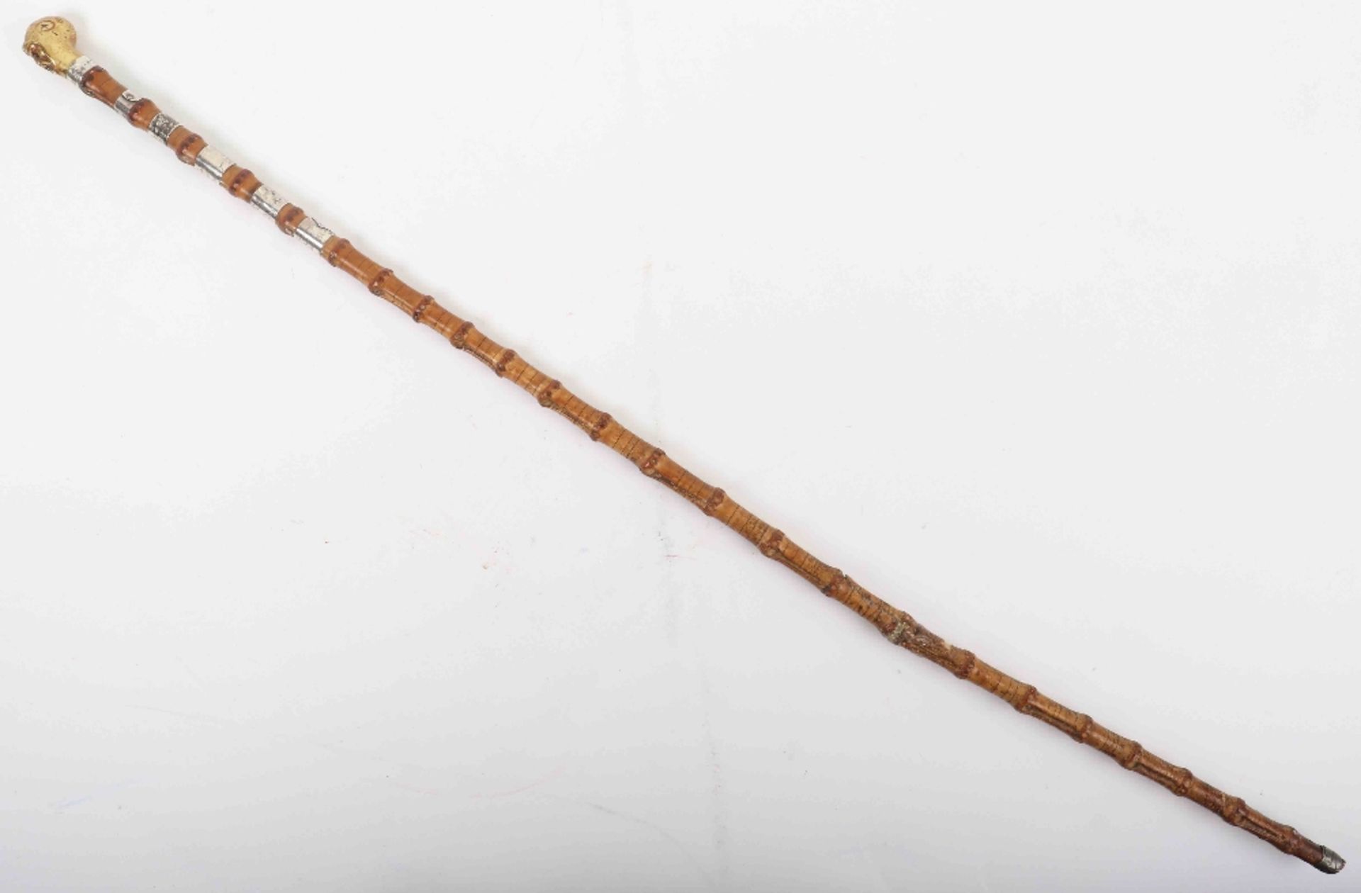 A 19th century Horse Racing memento silver banded bamboo walking cane - Image 2 of 21