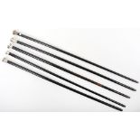 Five silver topped ebonised canes,