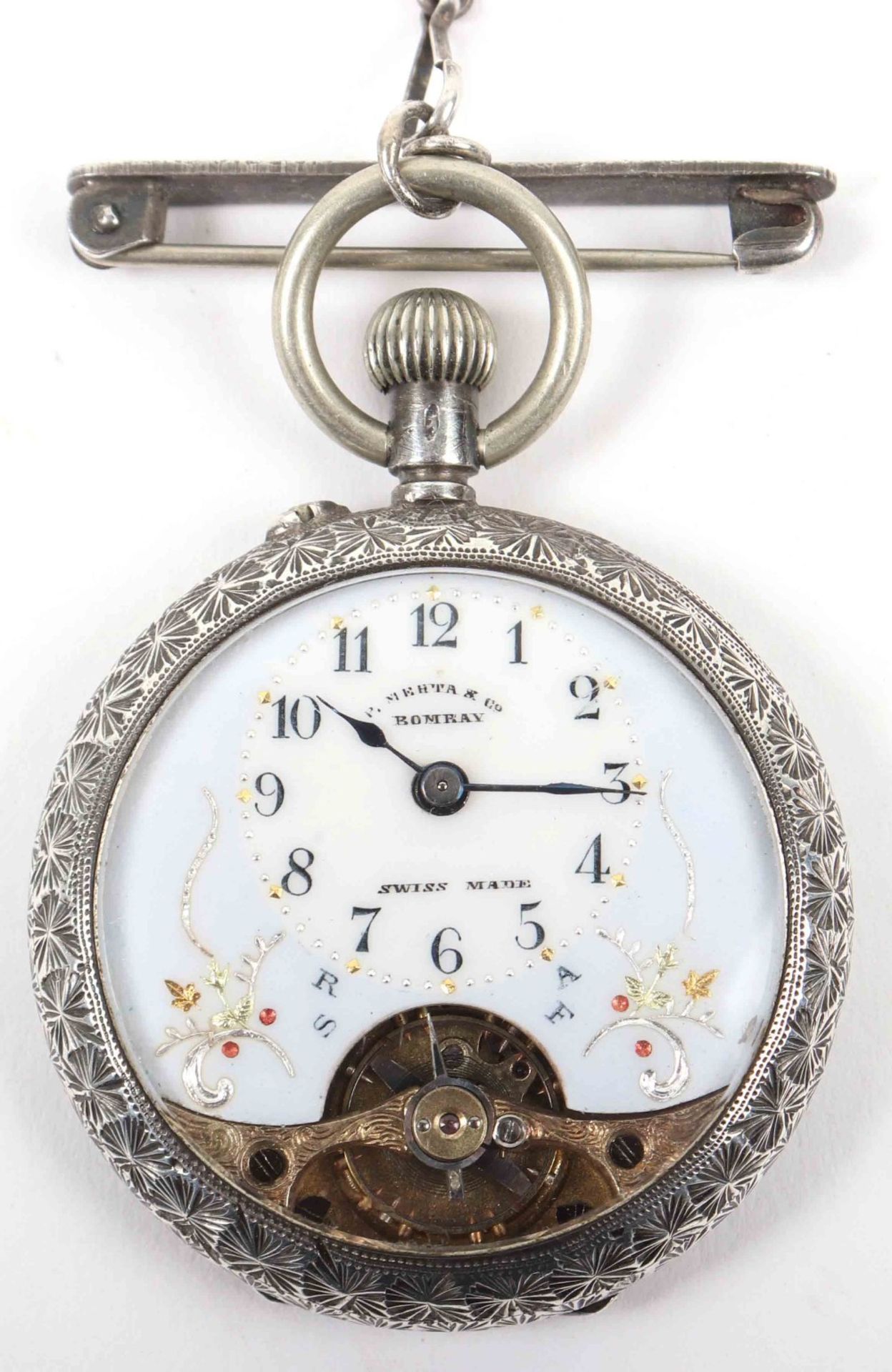 A silver (935) Hebdomas ladies pocket watch - Bild 2 aus 8