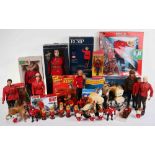 A quantity of action figures and Action Men, An RCMP Elite porcelain doll, an RCMP motorbike and rid