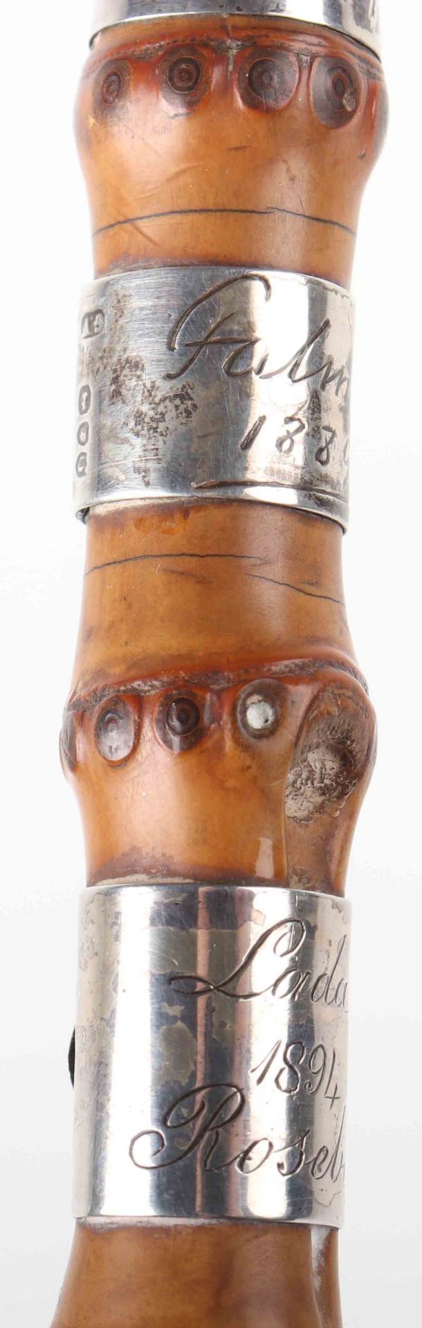 A 19th century Horse Racing memento silver banded bamboo walking cane - Image 8 of 21