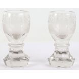 A pair of heavy Masonic glass goblets