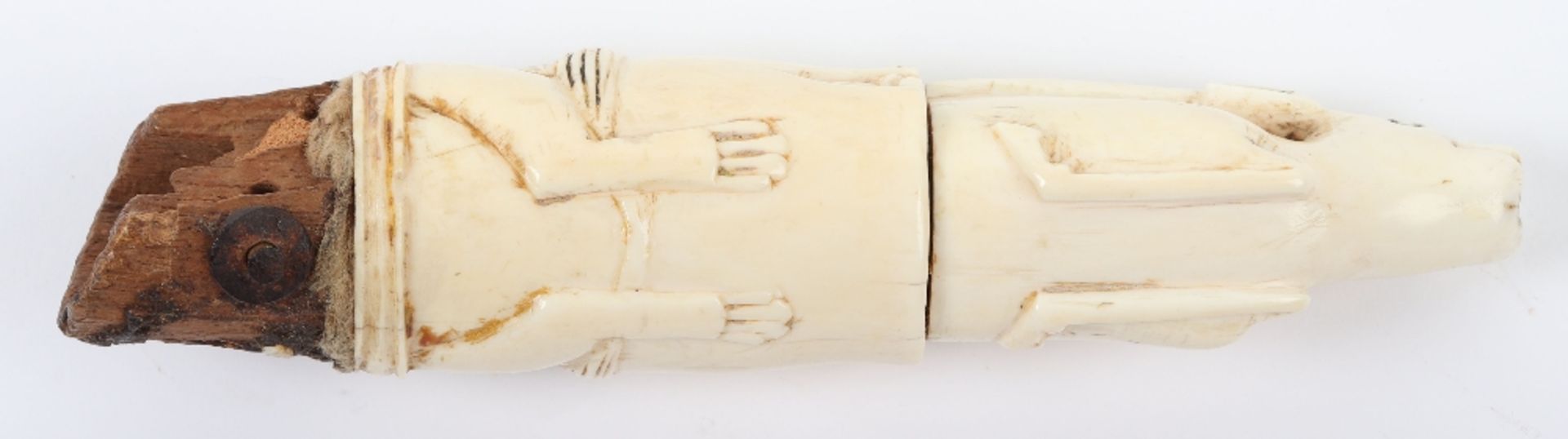^ Two Sections from an Indian Ivory Powder Flask - Image 5 of 9