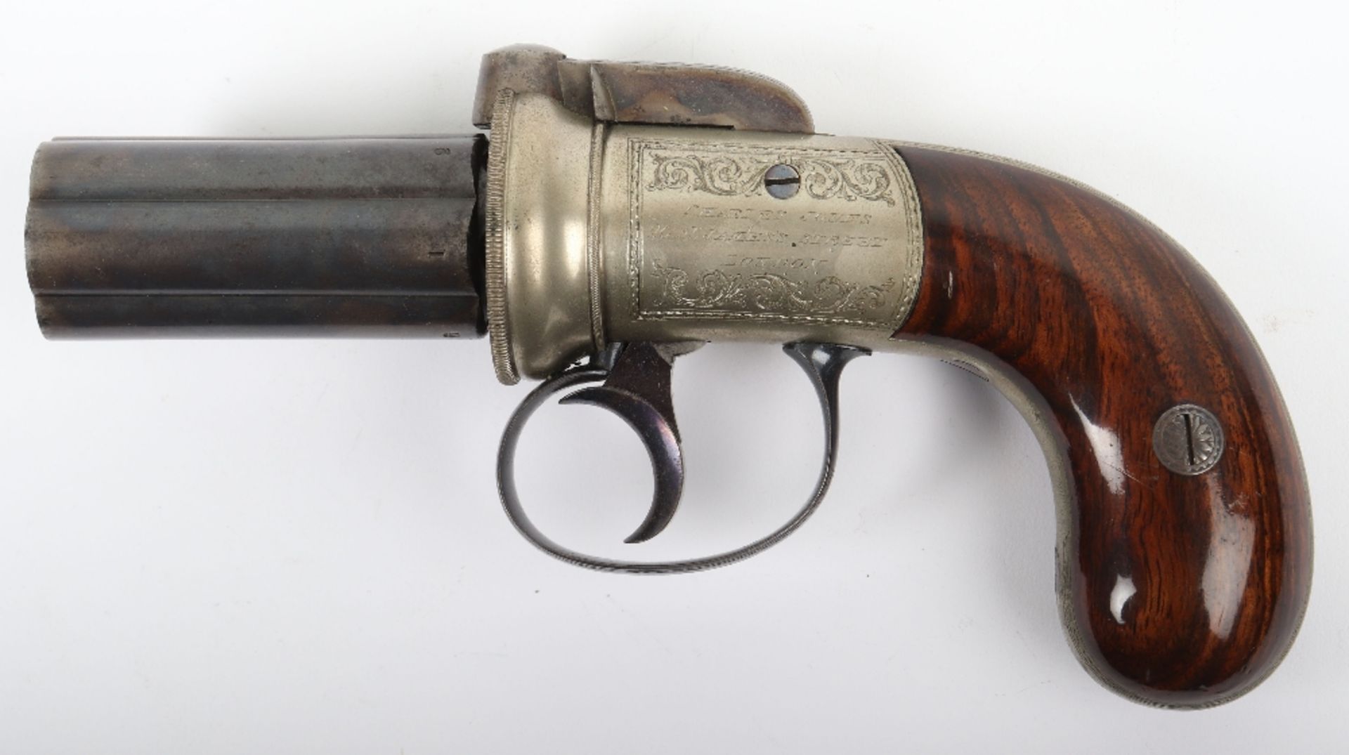 Good 6 Shot 172 Bore Self Cocking Percussion Pepperbox Revolver - Image 10 of 18