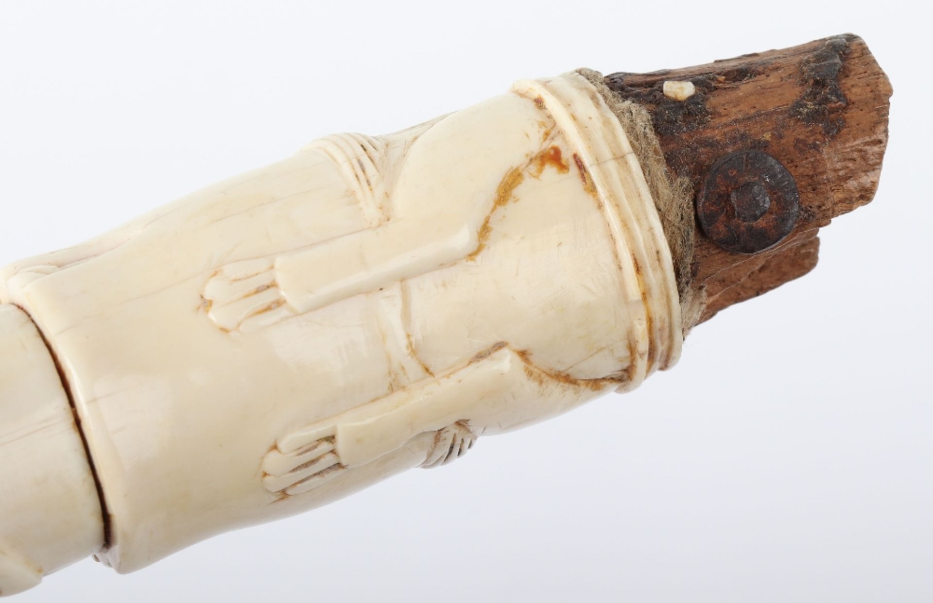 ^ Two Sections from an Indian Ivory Powder Flask - Image 8 of 9