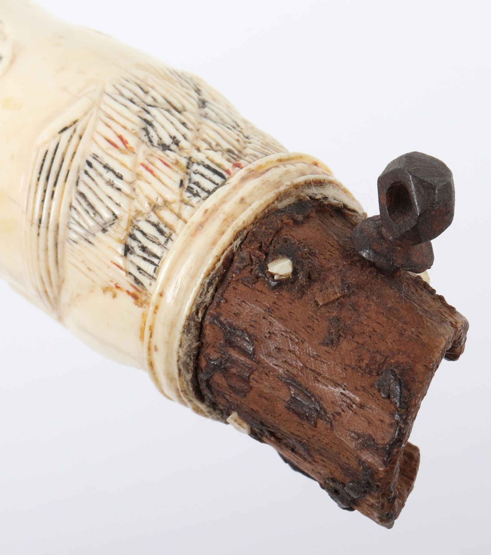 ^ Two Sections from an Indian Ivory Powder Flask - Image 7 of 9