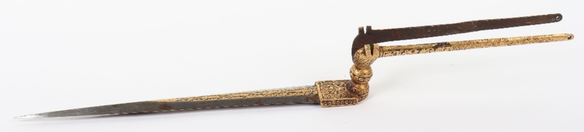 Rare Indian Bayonet Sangin Intended to be Bound to a Matchlock Gun Torador, 18th or 19th Century - Image 4 of 16