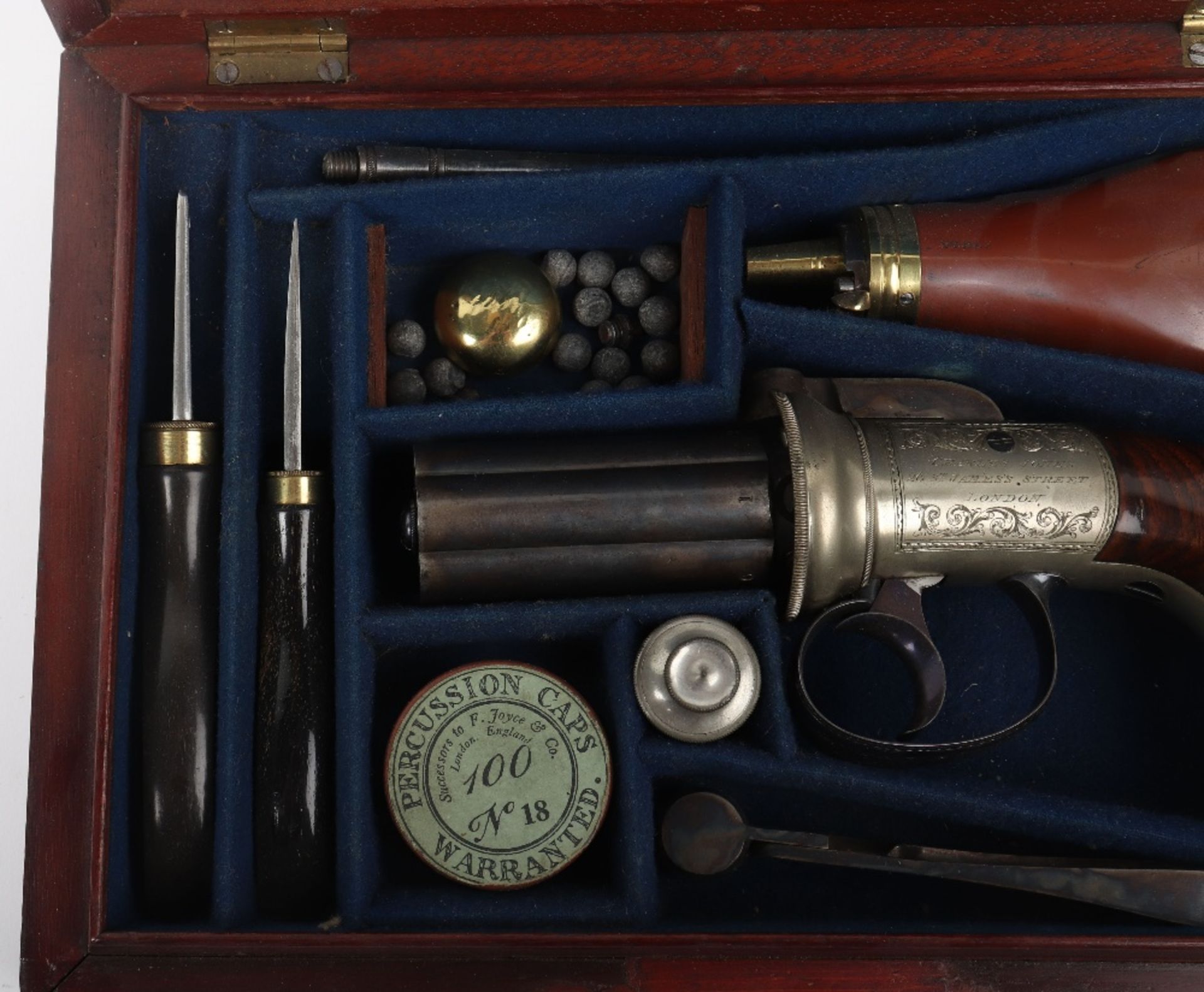 Good 6 Shot 172 Bore Self Cocking Percussion Pepperbox Revolver - Image 15 of 18