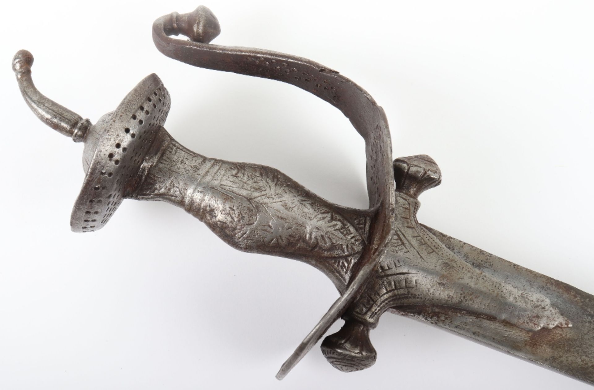 Mahrattan Semi-Basket Hilt Sword Khanda, Late 18th or Early 19th Century - Image 5 of 13