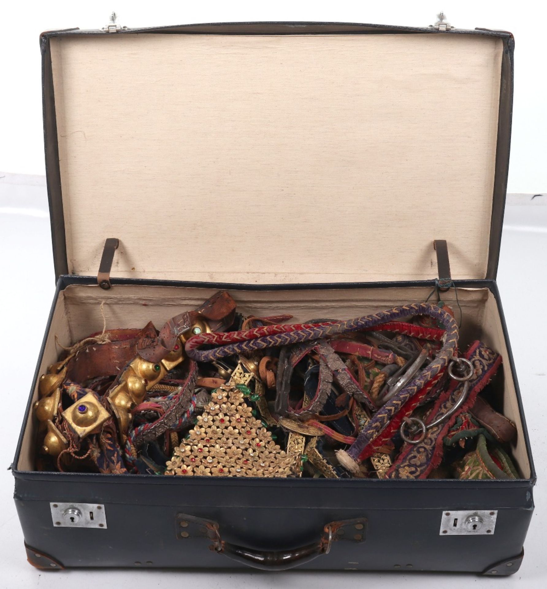 Suitcase Containing Assorted and Elaborate Indian Horse Trappings