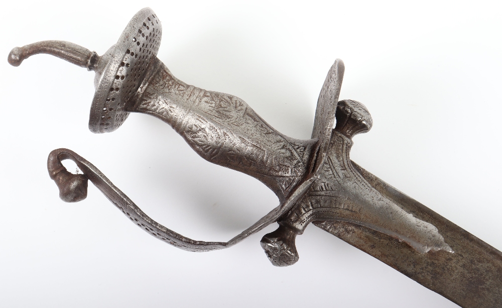 Mahrattan Semi-Basket Hilt Sword Khanda, Late 18th or Early 19th Century - Bild 10 aus 13