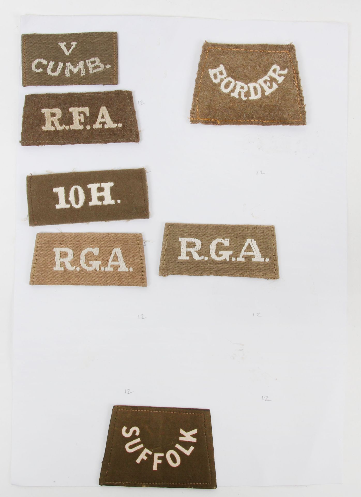 WW1 Regimental cloth titles badges