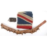 Union Jack flag and ammo belt: