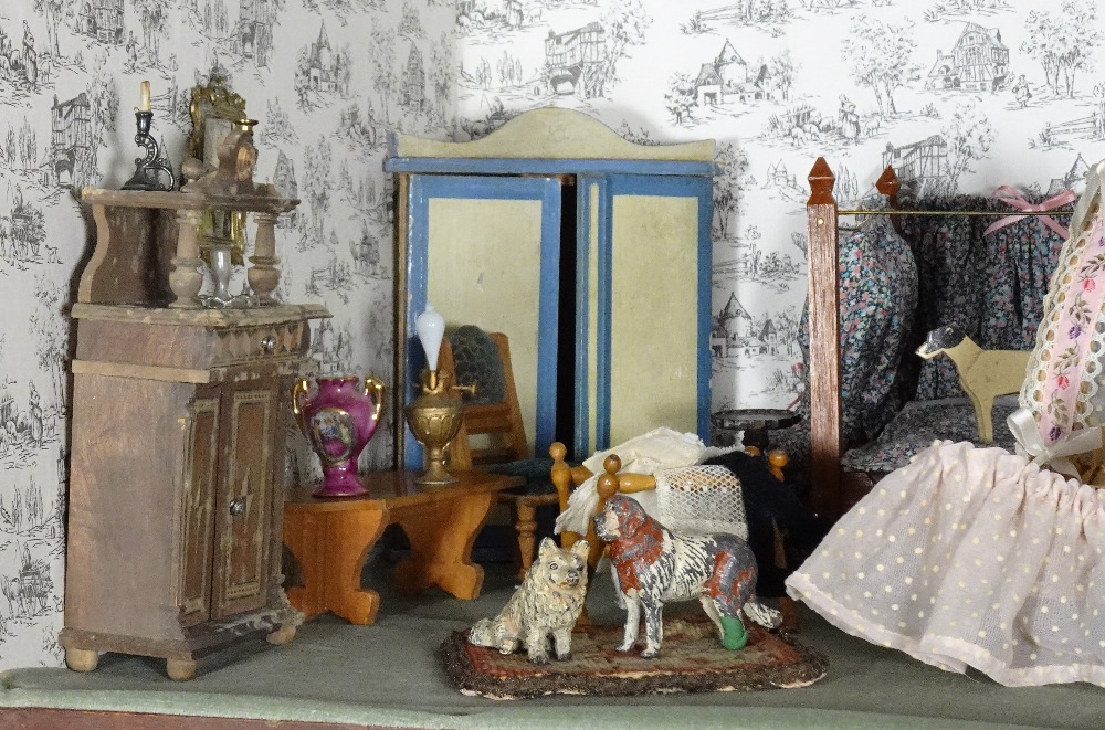 A wooden painted Victorian Dolls House and Milliners Shop, - Image 5 of 7