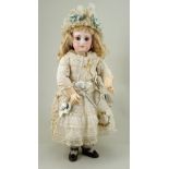 An early Emile Jumeau bisque head E.J Bebe doll, size 6, French circa 1880,