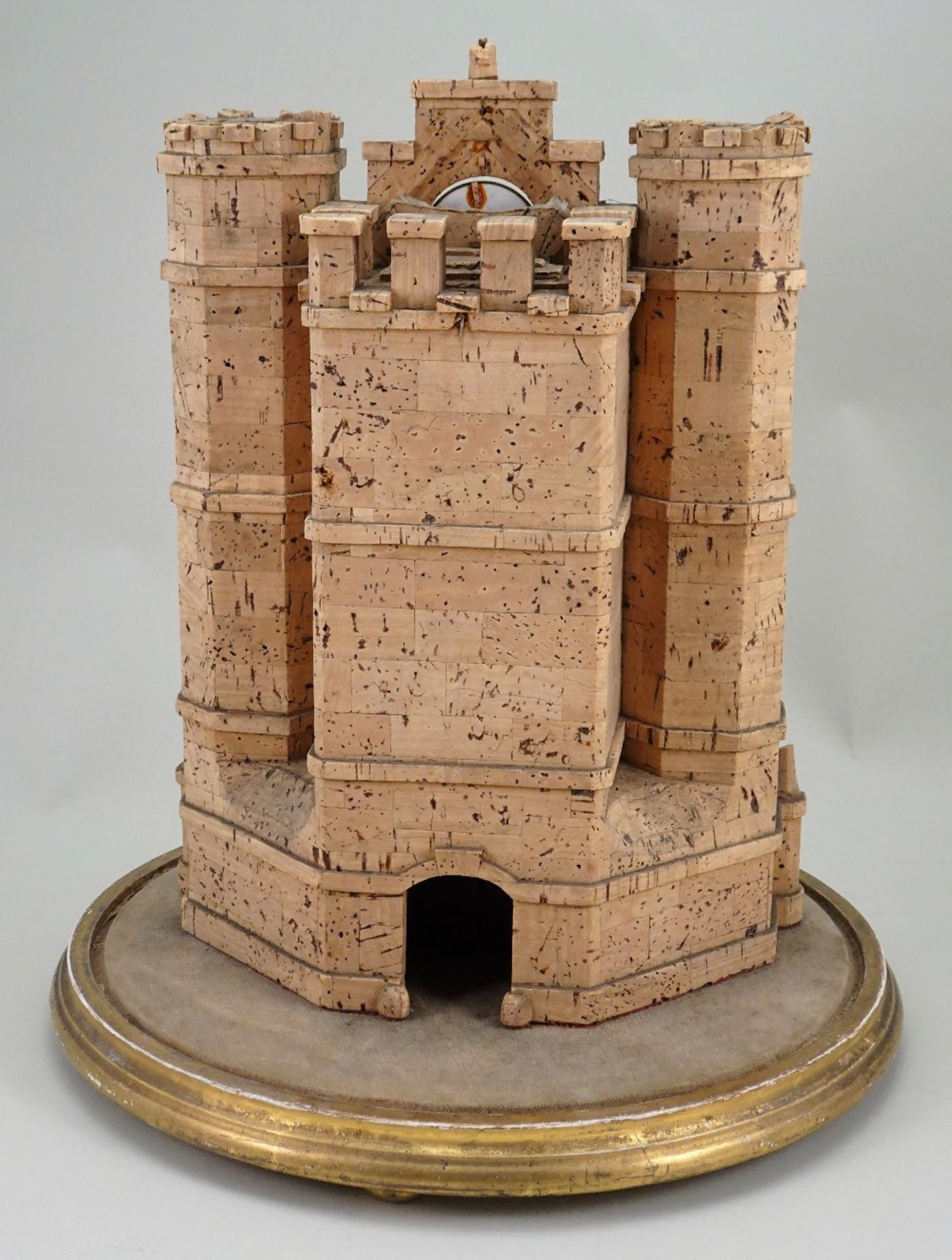 An interesting folk art cork model castle, English 1832, - Image 2 of 2