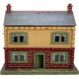A small painted wooden dolls house, English circa 1920,