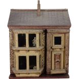 A traditional painted wooden dolls house, made by F.H.Crowe, Newmarket probably 1920s,