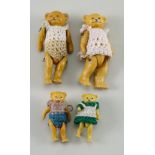 A family of four miniature Hertwig all-bisque bears, German circa 1910,
