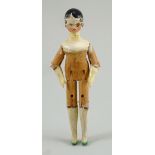 A small painted wooden Grodnertal doll, German circa 1830,