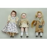 Three miniature all-bisque dolls, German circa 1915,