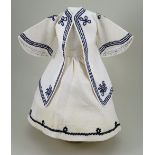 A good 1850s-60s style white pique French fashion dolls dress and panniers,