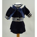 A good navy blue sailor-style dress for French Bebe, circa 1890,