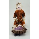 A good bisque head fashion doll, French circa 1870,