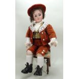 A large DEP bisque head doll, German for French market, circa 1910,