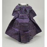 A good 1850s-60s style mauve silk French fashion dolls dress,