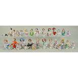 Collection of glazed china Art-Deco and Flapper Girl Half-Dolls, mainly German 1920s,