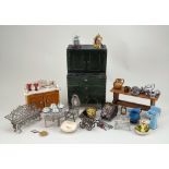 A collection of miniature dolls house furniture and accessories,