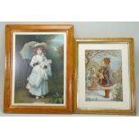 Five various framed prints of children,